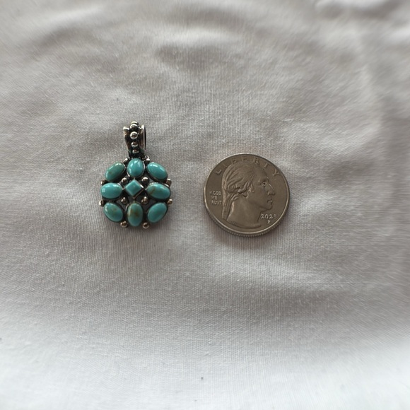 Sterling Turquoise Cabochons Pendant 18" Necklace - Picture 6 of 6